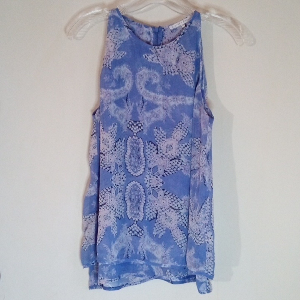 Violet & Claire sheer sleeveless pintuck trapeze blouse